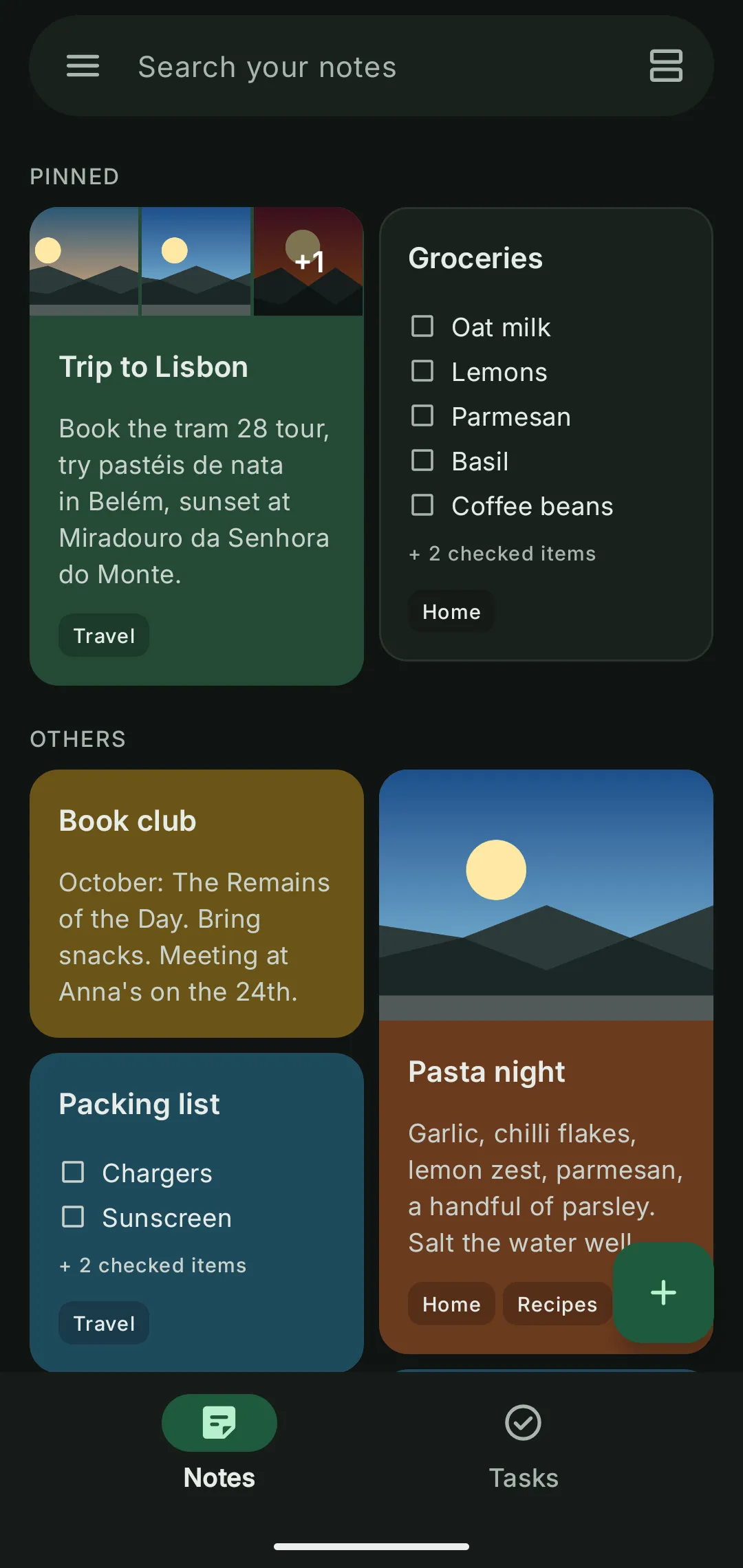 Notes home with coloured notes, checklists and labels